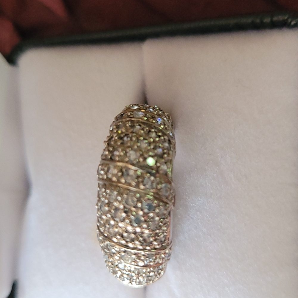 DESIGNER INSPIRED 925 Sterling Silver Ring with CZ Pave Diamonds, Size 7 - NEW